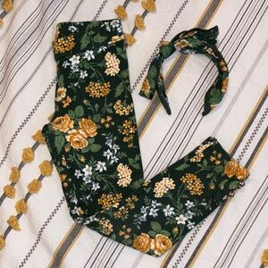 Janie and Jack Green Floral Leggings Set